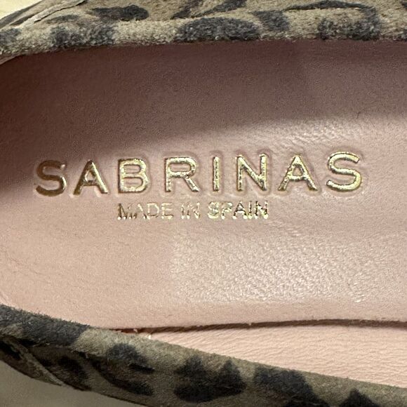 Sabrinas Spain Leather Heels 39 8 Block Hell Metal Tassels Gray Cheetah Print - Picture 9 of 10